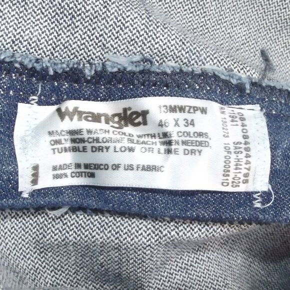 WRANGLER Jeans, 45/46, Cowboy Cut, Dark Wash, Zipper fly, New Irregular - Picture 10 of 12